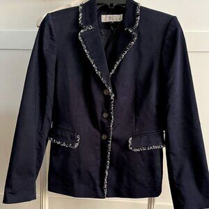 EUC TAHARI Arthur Levine blue fringe lined blazer (6)